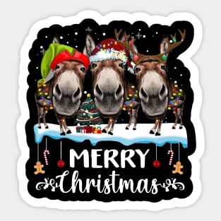 Funny Donkey Xmas Color Lights Merry Christmas Sticker